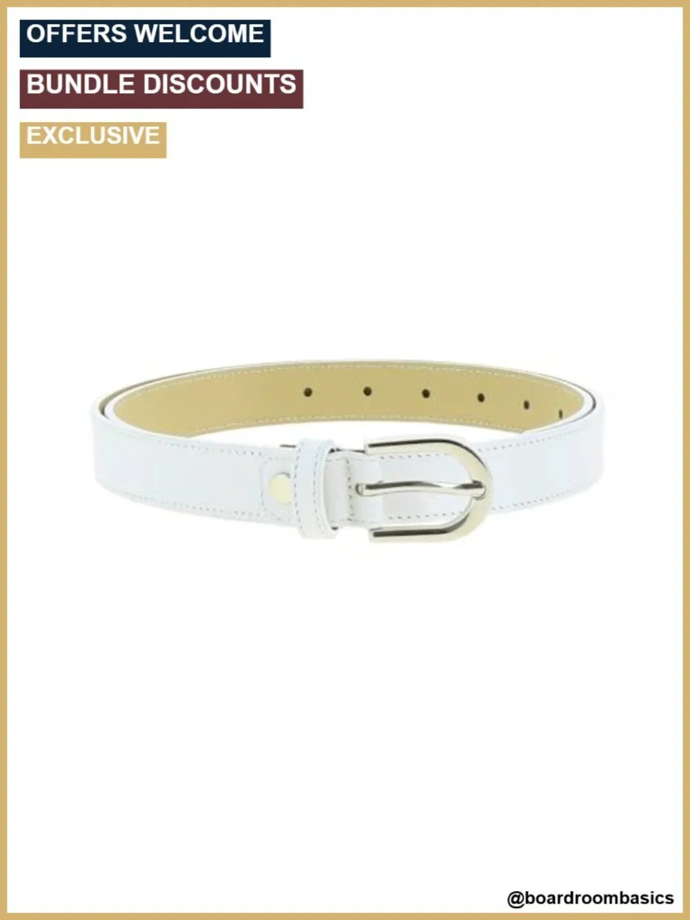 Italian Leather Belt, Made in France, Brass Buckle, Slim Design